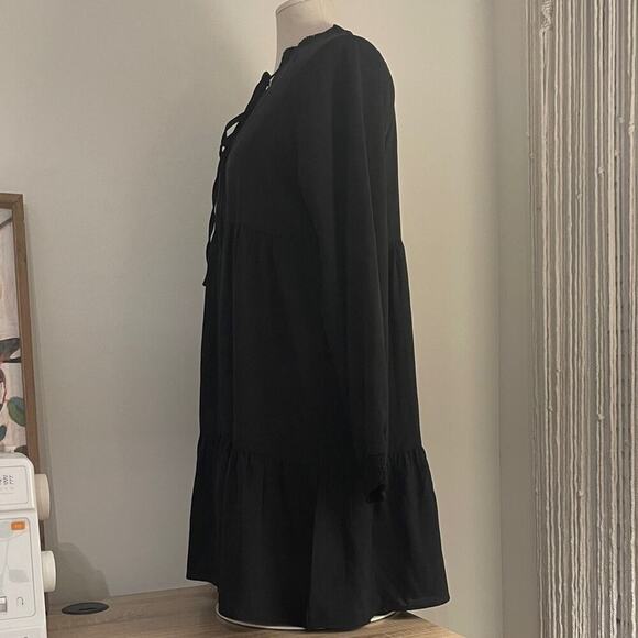 SHEIN Womens Black Long Sleeve Tiered Peasant Poet Dress | Size 6 - Picture 5 of 9